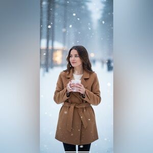 Women's Tan Belted Coat